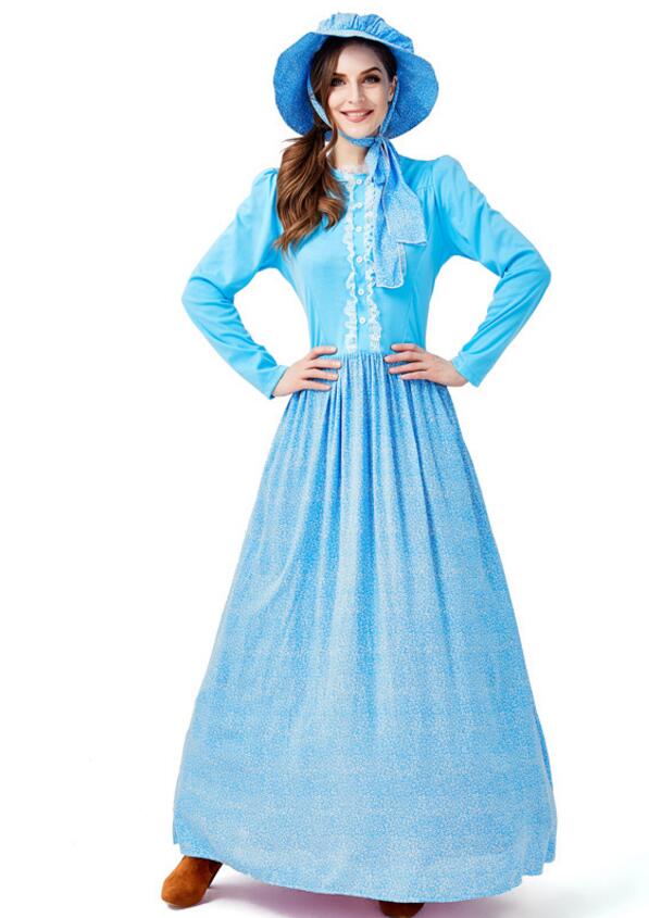 F1958 Women Pioneer Dress Colonial Prairie Costume Fancy Dress